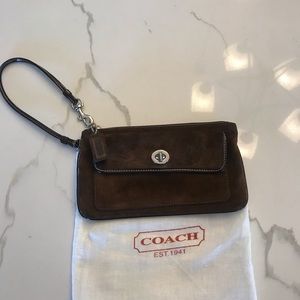 Coach Brown Suede Wristlet